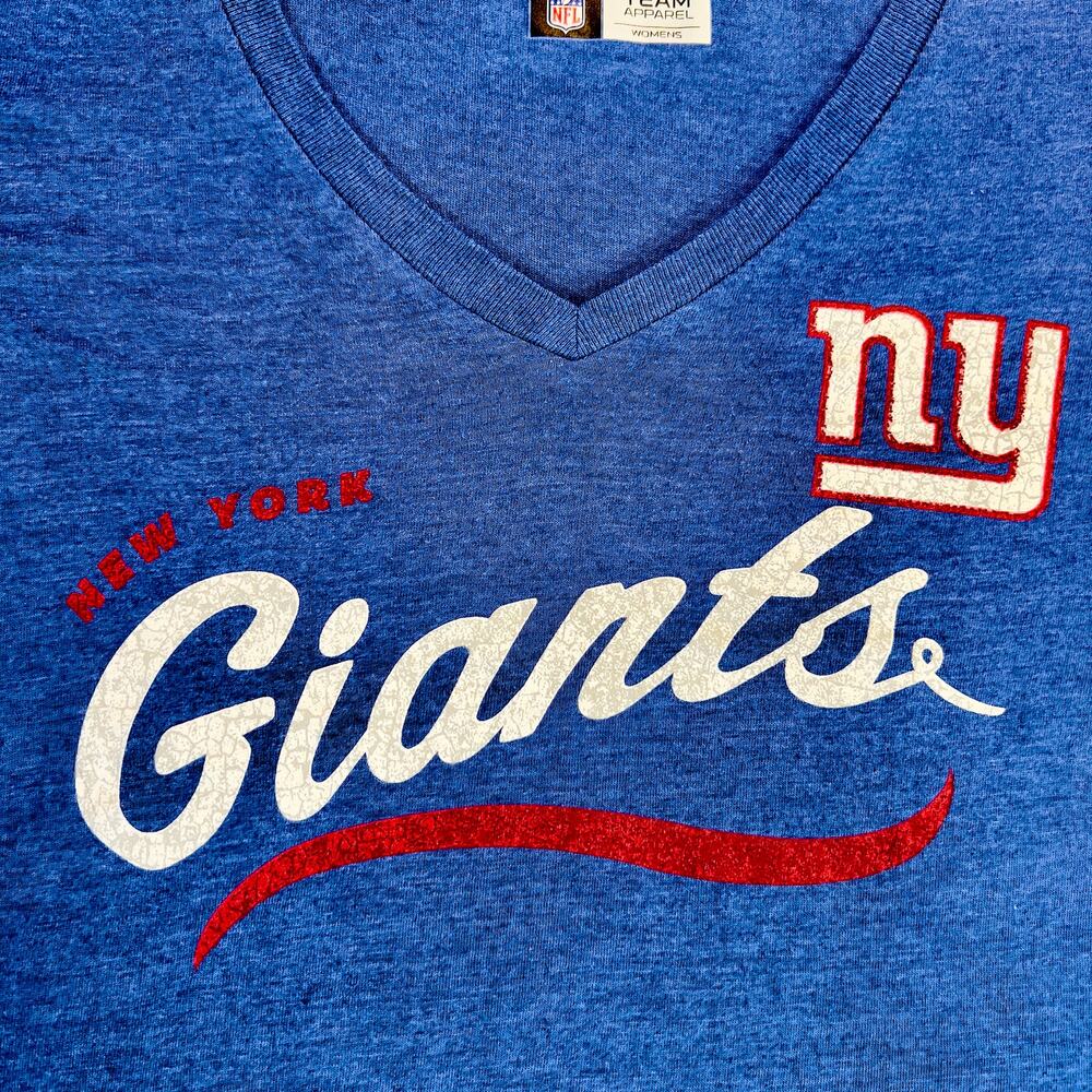 NFL Team Apparel Woman's Large NY Giants Blue Short Sleeve T-Shirt
